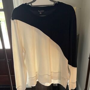 Summer Fridays Black and Cream Diagonal Sweater